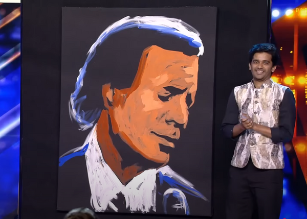 Vilas Nayak creates Julio Iglesias Live art at Spain's Got Talent!